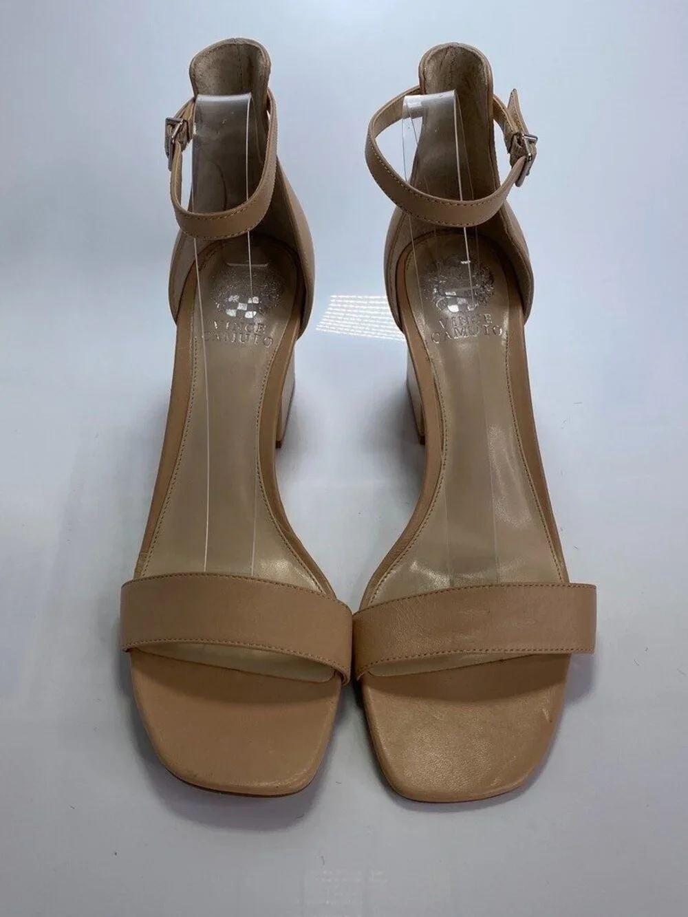 Vince Camuto Women's Margry Ankle Leather Strap Biscuit Block Heel Sandal Sz 11